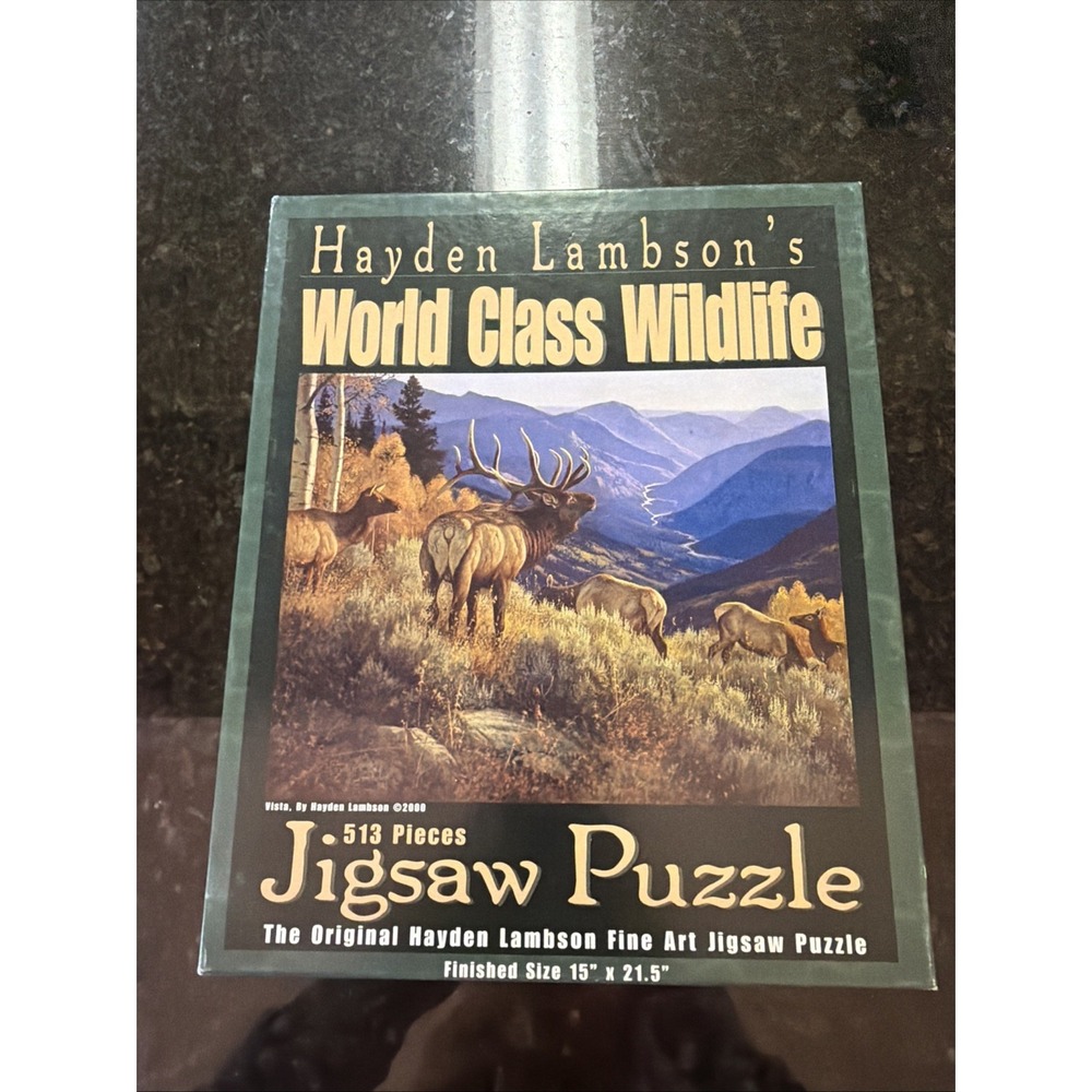 New Sealed Hayden Lambson's World Class Wildlife 513 Pieces Puzzle 15"x21.5" Elk